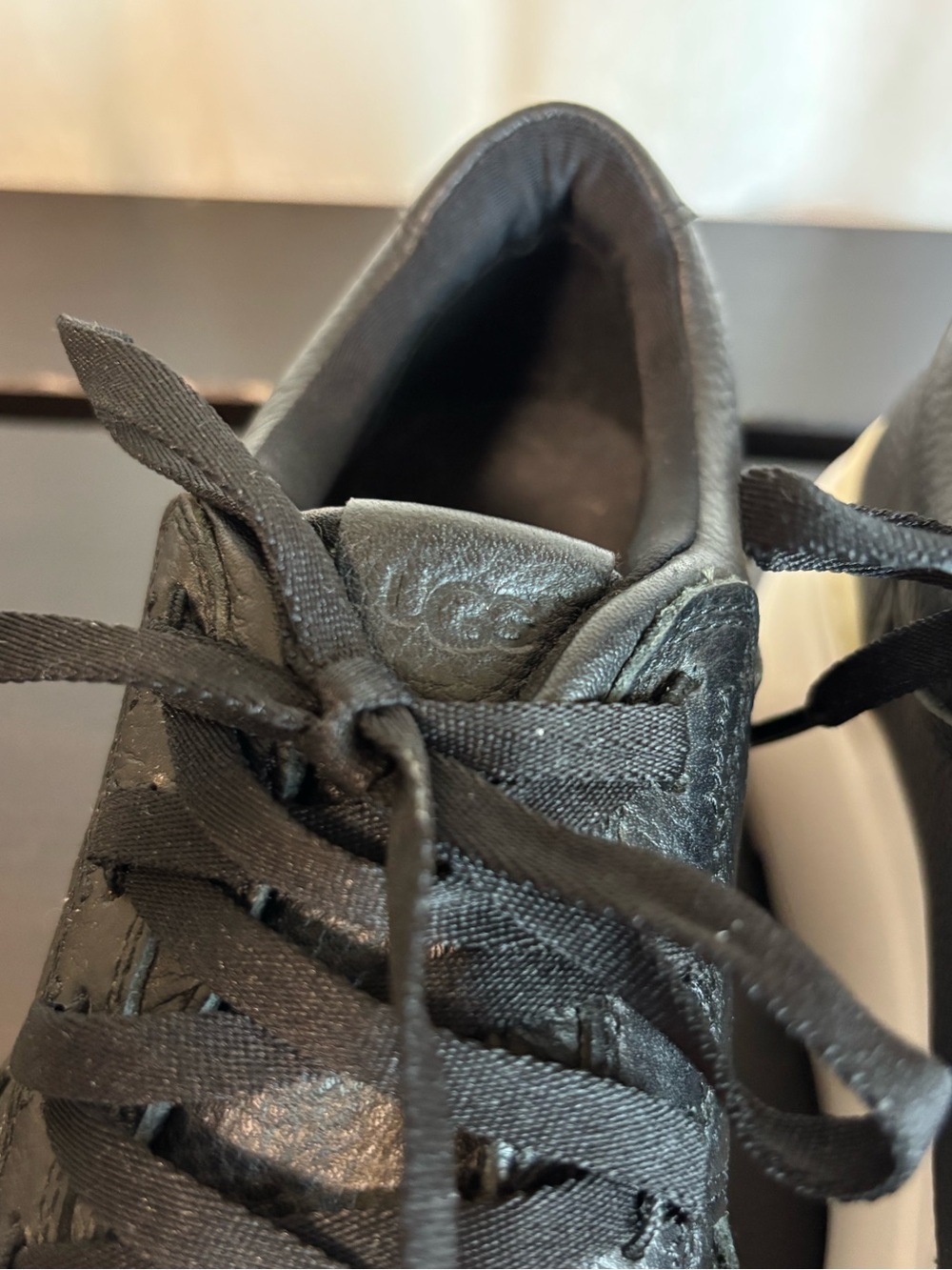 UGG Treadlite Leather Platform Sneakers Black White Sole Women’s 8.5 - Picture 7 of 11